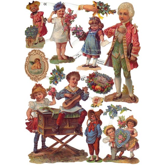 Mixed Victorian Children & Flowers Scraps ~ Germany