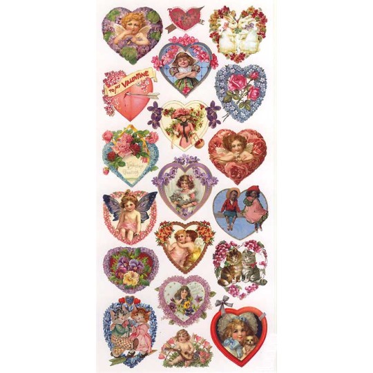 Valentine's Day Hearts, Cut & Peel Sticker Sheet, Victorian Romantic  Valentine Stickers, Antique Heart Greeting Card Embellishments, 433S 