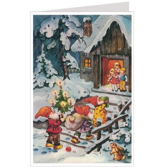 Gnome Gift Delivery Advent Calendar Card ~ Germany