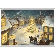 Christmas Village Square Paper Advent Calendar ~ 11-3/4" x 8-1/4"