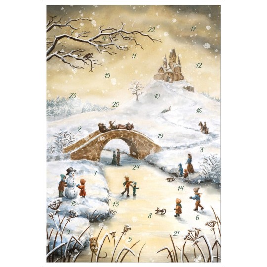 Snowy Bridge Paper Advent Calendar ~ 8-1/4" x 11-3/4"