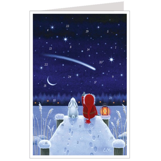 Stargazing Tomte Christmas Advent Calendar Card ~ Germany