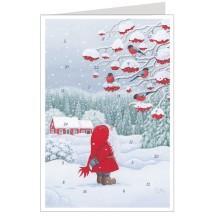 Birdwatching Tomte with Robins Christmas Advent Calendar Card ~ Germany
