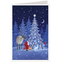 Tomte with Reindeer Christmas Advent Calendar Card ~ Germany
