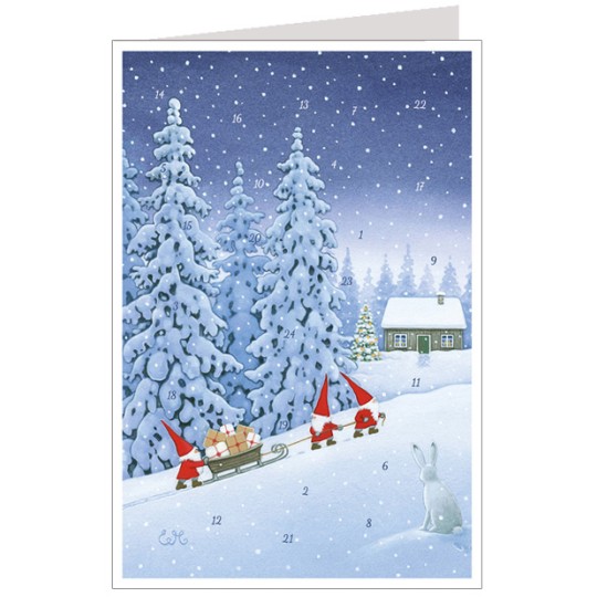 Tomte Gift Delivery Christmas Advent Calendar Card ~ Germany