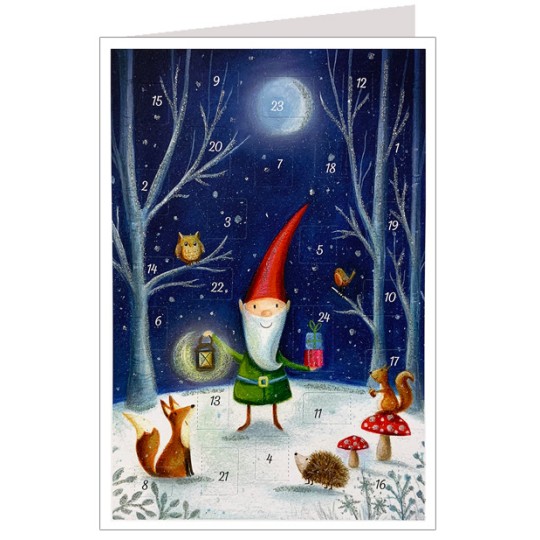 Tomte with Lantern Christmas Advent Calendar Card ~ Germany