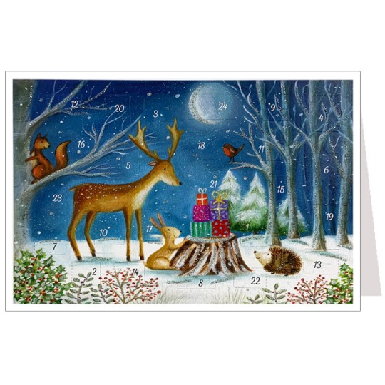 Animals with Gifts Christmas Advent Calendar Card ~ Germany