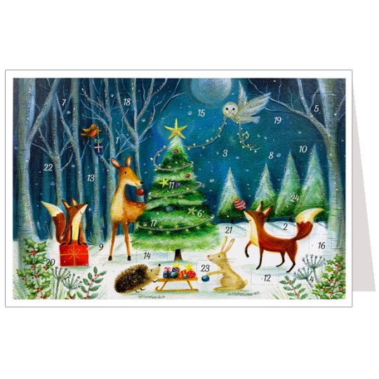 Woodland Animals Christmas Tree Advent Calendar Card ~ Germany