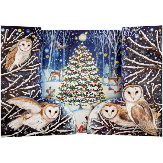 Standing 3D Owl's Woodland Advent Calendar ~ England ~ 13-3/4" x 9-3/4" tall