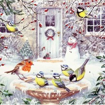 Snowman and Birdbath Advent Calendar ~ England ~ 8-3/8" x 8-3/8" 