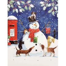 Snowman with Dogs Christmas Advent Calendar ~ England ~ 12-3/4" x 9-3/4"