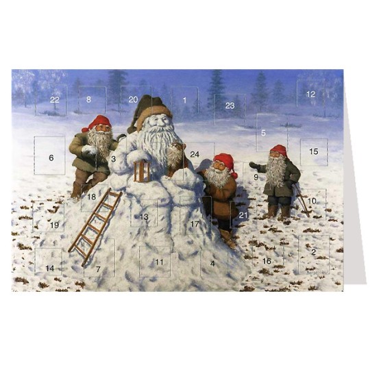 Building a Tomte Snowman Advent Calendar Card from Sweden ~ 6-3/4" x 4-1/2"