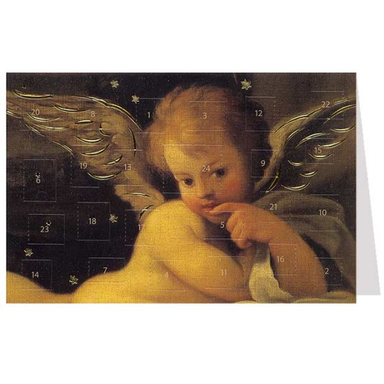 Pensive Angel Advent Calendar Card from Austria ~ 6-3/4" x 4-1/2"