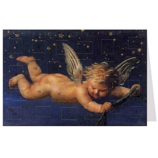 Angel at Night Advent Calendar Card from Austria ~ 6-3/4" x 4-1/2"