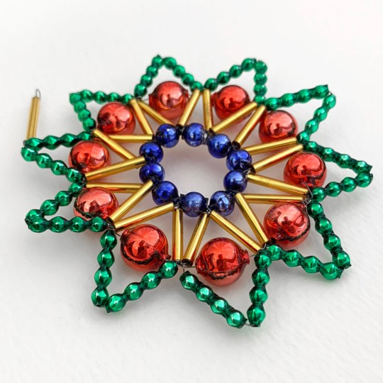 Multi Color Glass Bead Lace Star Ornament ~ 3