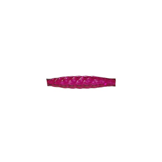 5 Clear Hot Pink Quilted Drop Blown Glass Beads 1.25" ~ Czech Republic