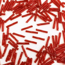 20 Clear Red Glass Tube Beads ~ Twisted Detail ~ 15 mm