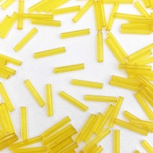 20 Clear Yellow Glass Tube Beads ~ 15 mm