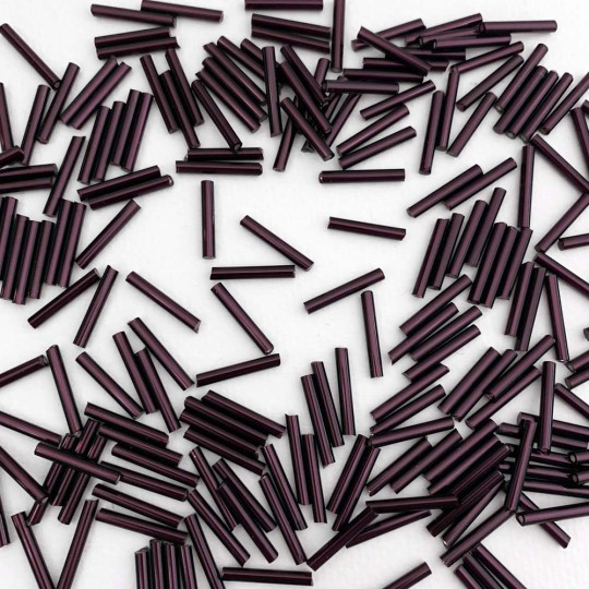 20 Dark Purple Glass Tube Beads ~ 15 mm