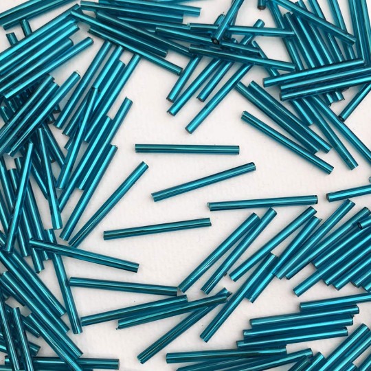 20 Aqua Glass Tube Beads ~ 30 mm