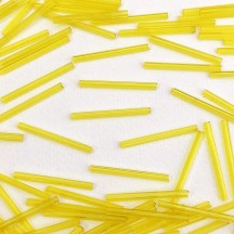 20 Clear Yellow Glass Tube Beads ~ 30 mm