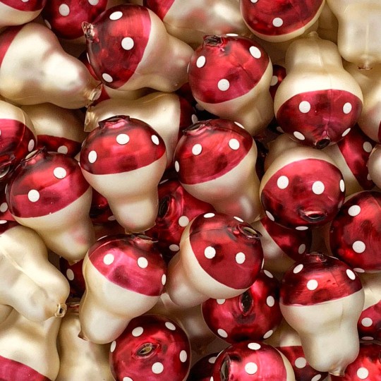 3 Blown Glass Burgundy Mushroom Beads 1-1/8 ~ Czech Republic