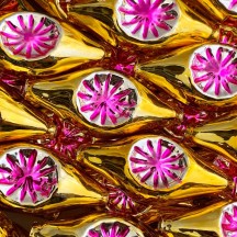 Extra Large Gold and Hot Pink Double Indent Reflector Bead 2-1/4" ~ Czech Republic