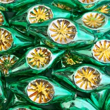 Extra Large Light Green and Gold Double Indent Reflector Bead 2-1/4" ~ Czech Republic