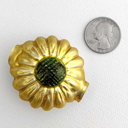 Extra Large Yellow Sunflower Figural Glass Bead 1-3/4" ~ Czech Republic