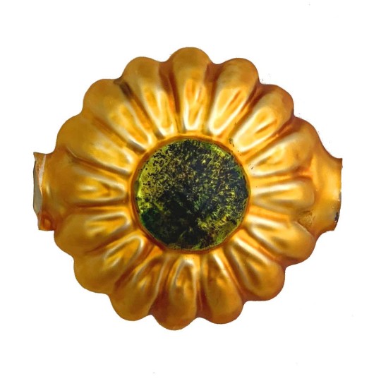 Extra Large Goldenrod Sunflower Figural Glass Bead 1-3/4" ~ Czech Republic