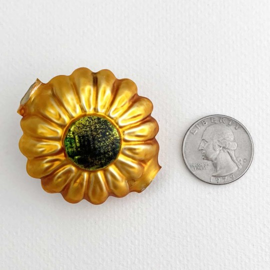 Extra Large Goldenrod Sunflower Figural Glass Bead 1-3/4" ~ Czech Republic