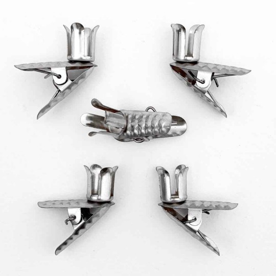 10 Small Silver Candle Clips without Wax Bowls~ Made in Germany