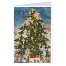 Decorating the Tree Angels Advent Calendar Card ~ Germany