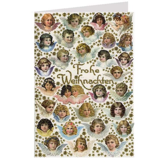 Christmas Angels Glittered Christmas Card ~ Germany