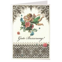 Gold Foil Lace Angel and Flowers Card ~ Germany