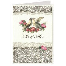 Gold Foil Lace Doves and Roses Card ~ Germany