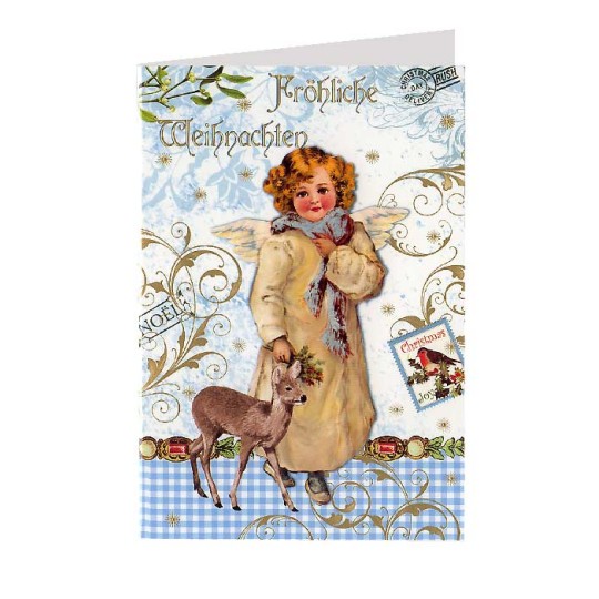 Angel with Deer Christmas Card from Germany