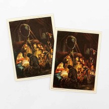 Petite The Nativity Christmas Cards with Gold Stamping ~ Set of 2 ~ Rossi Italy