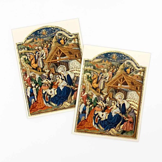 Petite 15th Century Epiphany Cards with Gold Stamping ~ Set of 2 ~ Rossi Italy