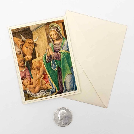 Petite Nativity and Annunciation to the Shepherds Christmas Cards with Gold Stamping ~ Set of 2 ~ Rossi Italy