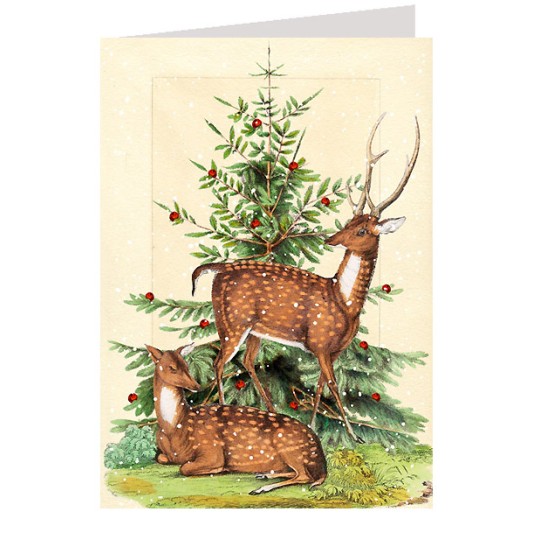 vintage christmas card deer
