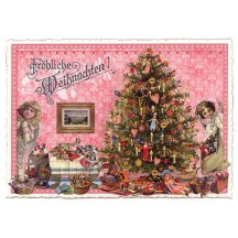 Pink Christmas Tree Large Postcard ~ Germany