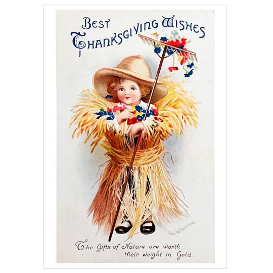 Boy in Wheat Thankgiving Postcard ~ Holland