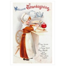 Girl Baking Pie Thankgiving Postcard ~ Holland