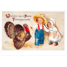 Thanksgiving Children with Turkey Postcard ~ Holland