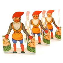 Gnome with Pigs in Baskets Folding Paper Frieze from Sweden ~ 6" tall