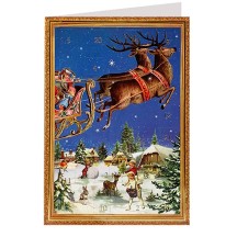 Santa's Sleigh Advent Calendar Card ~ Germany