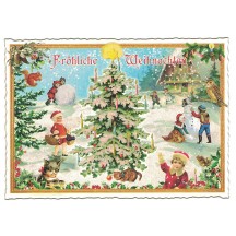 Snowy Christmas Tree Christmas Postcard ~ Germany