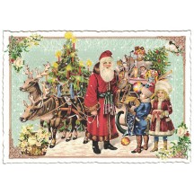 Victorian Santa with Sled Christmas Postcard ~ Germany