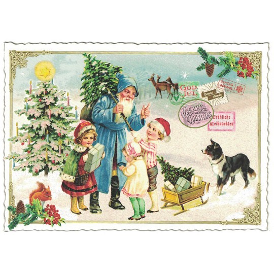 Victorian Santa Collage Christmas Postcard ~ Germany